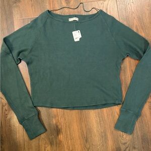 NWT- Free People We The Free Teal Dark Green Long Sleeve Top